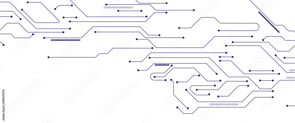 Poster Vector abstract technology on blue background. Abstract futuristic circuit board Illustration, Circuit board with various technology elements.