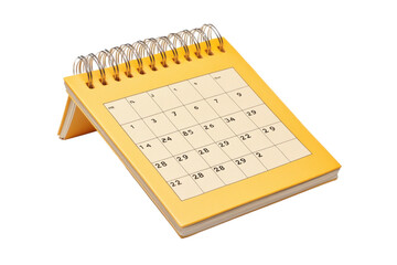 Compact yellow calendar displaying days of the month and week on a simple layout for easy planning