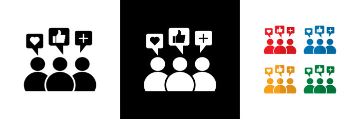 Boost Customers Engagement Icons. Black, White and Colorful