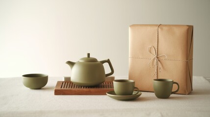 Green Tea Set Gift Presentation Elegant Setup