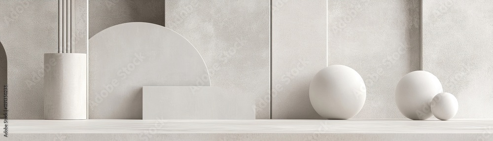 Poster scandinavian-inspired minimalist design featuring geometric shapes in soft tones for clean text over