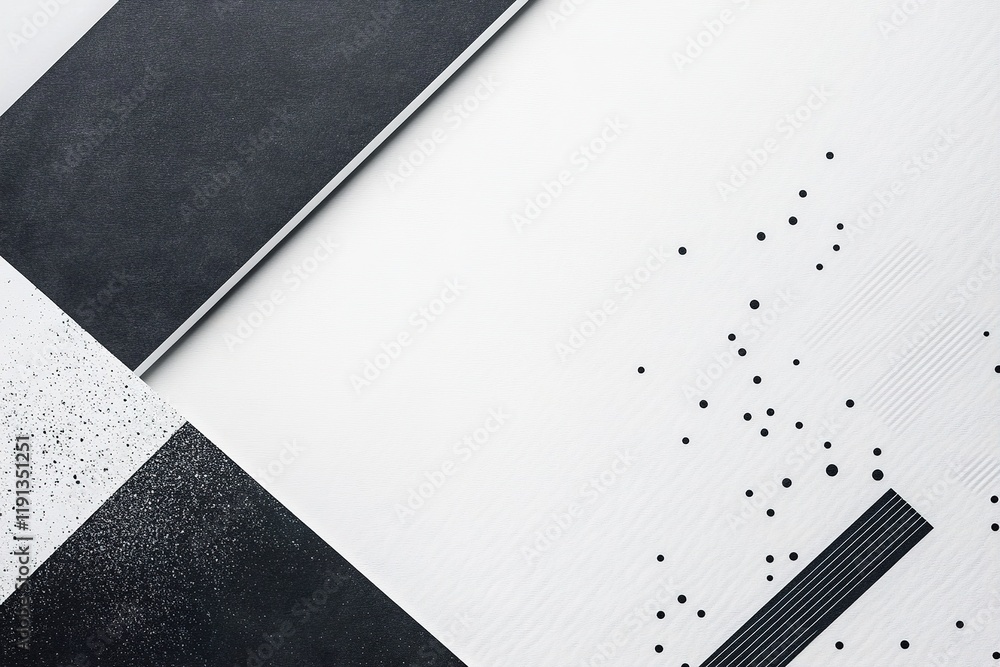 Poster sleek nordic-inspired black and white background featuring minimalist geometric patterns and ample b