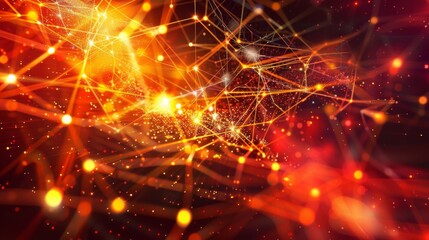 Abstract technology network background with digital lines and glowing connections on dark blue and purple gradient