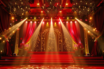 Festive Red Bokeh Background with Sparkling Glittering Lights and Shimmering Holiday Glow for Luminous Texture and Radiant Sparkles