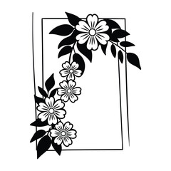 Flower line art. Hand drawn flowers, meadow herbs, wild plants, botanical elements for design projects. Vector illustration.