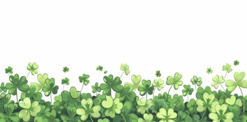 Green clovers frame, cartoon style with copy space for text