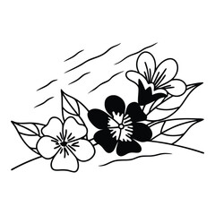 Flower line art. Hand drawn flowers, meadow herbs, wild plants, botanical elements for design projects. Vector illustration.
