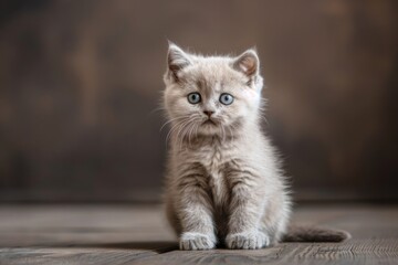 Fototapeta premium Cute british shorthair kitten sitting on floor