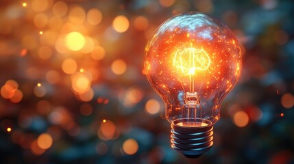 Illuminating Ideas: A Glowing Brain Within a Lightbulb