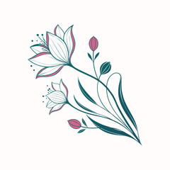 Colorful Flower Illustration Vector with Transparent Background and Editable Features