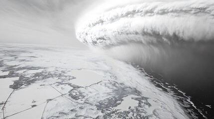 Satellite perspective of the storm center over the sea