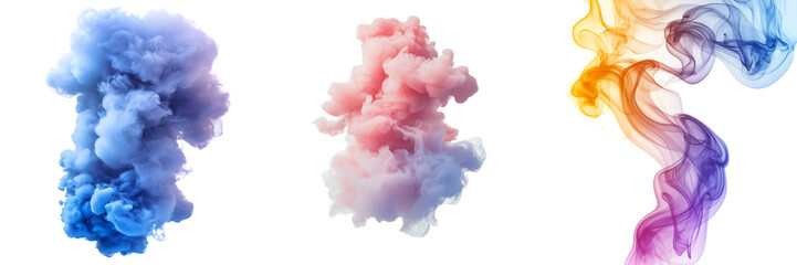  Set of A Surreal smoke shapes, isolated on Transparent PNG format Background.