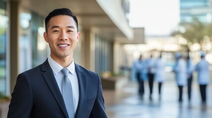Smiling Administrator in Hospital Setting