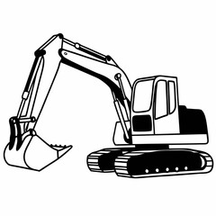 excavator on a white