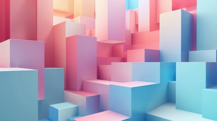 Naklejka premium Pastel colored tech background with geometric 3d shapes, clean and minimal design featuring simple futuristic forms and smooth textures