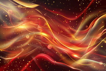Abstract Red Background with Glowing Lights, Sparkles, and Digital Art for a Vibrant and Mystical Fantasy Design