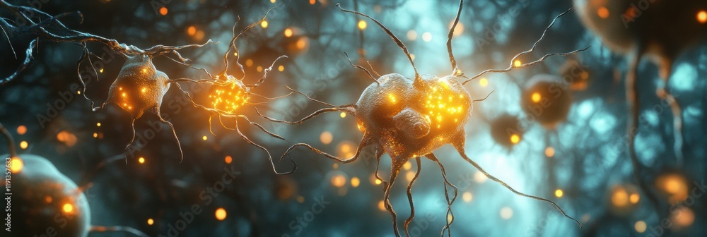 Aufkleber viruses invading cells with vivid detail in a microscopic environment filled with vibrant lights and