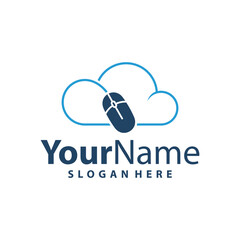 Computer Mouse with cloud logo design vector illustration. Mouse logo concept template
