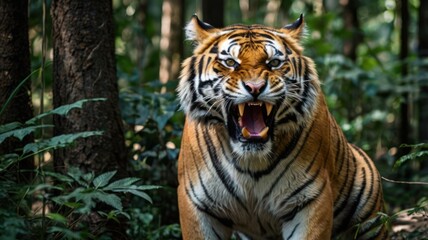 The majestic Siberian tiger, a powerful predator with mesmerizing stripes, roams freely in the wild, a stark contrast to its captive counterpart in the zoo