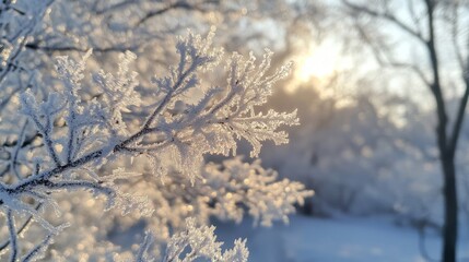 Frosted Branches in Winter Sunlight
