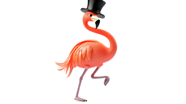 pink flamingo isolated on white