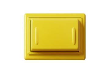 Bright yellow switch on a clean white wall adds vibrant color to the minimalist interior design of the space