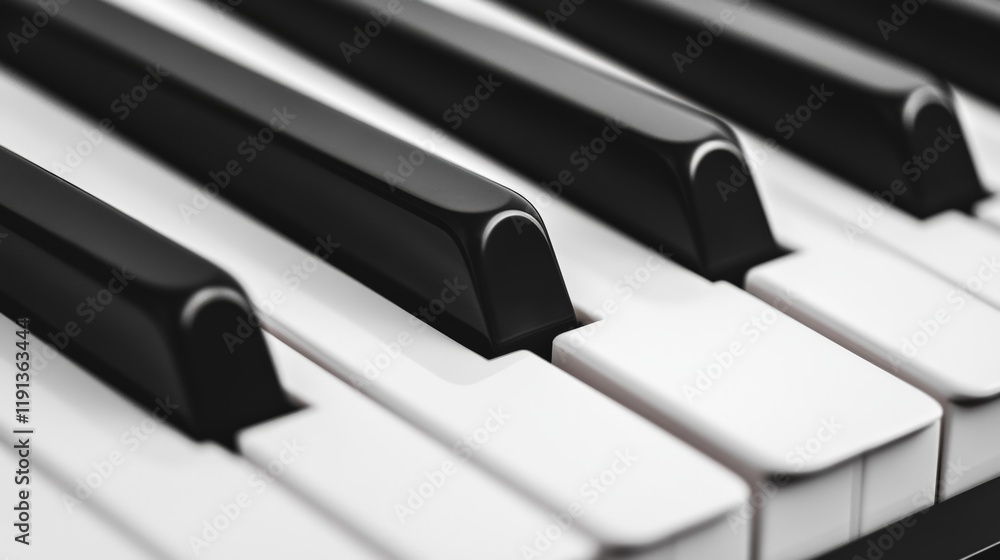 Aufkleber shiny black and white piano keys are aligned and ready to be played, creating a visual representatio