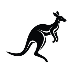 Stylized Kangaroo Silhouette Vector - Minimalist Black and White Wildlife Design
