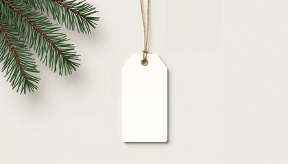 Minimalist illustration of a blank white gift tag with soft shadows