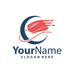 Fast Computer Mouse logo design vector illustration. Mouse logo concept template