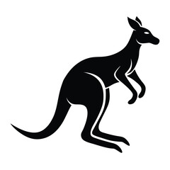 Stylized Kangaroo Silhouette Vector - Minimalist Black and White Wildlife Design