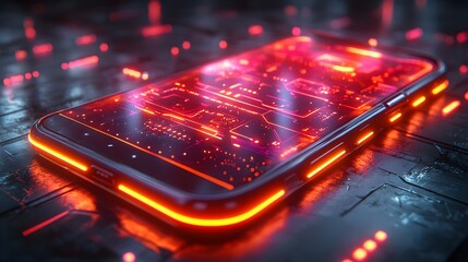 Futuristic Smartphone with Holographic Interfaces - Generative AI