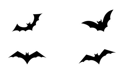 Bat silhouette set in black and white