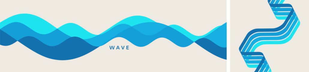 Fototapeta premium Abstract wavy background with dynamic effect. Water surface. Motion sound wave. Cover design template. 3d vector illustration for banner, flyer, poster or brochure.