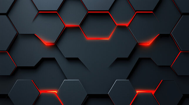 Abstract Hexagonal Background with Vivid Neon Colors and Glowing Effects