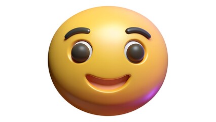 Fototapeta premium Face emoji with shy smile and cheerful expression