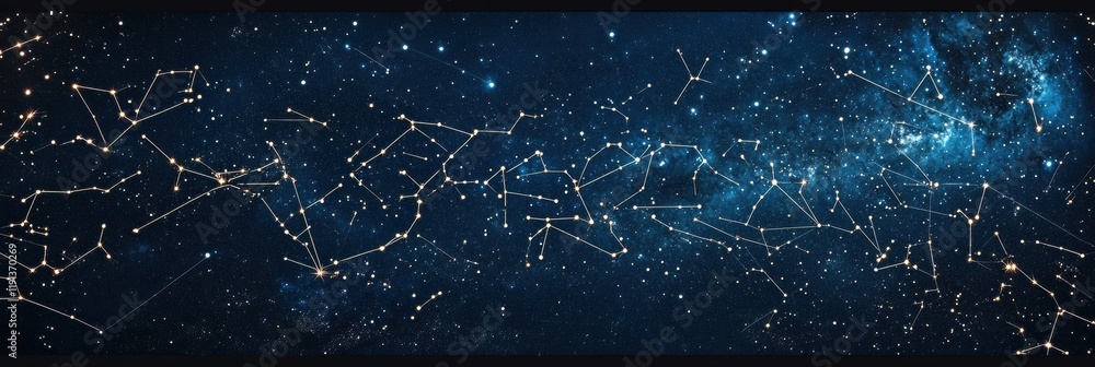 Poster majestic starry night sky illuminated by a full moon with visible constellations across the vast uni