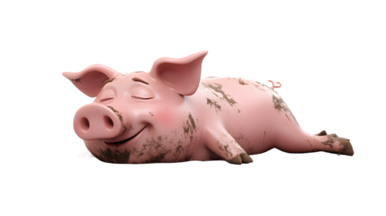 pink pig laying 3d 