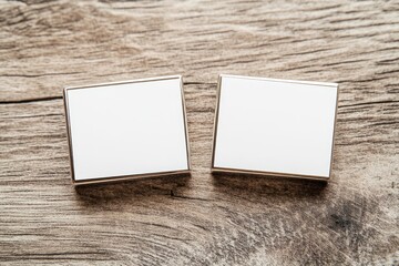 Blank square boxes wood background mockup design