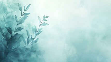 Teal Watercolor Branches and Leaves Abstract Art