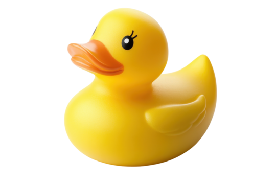 Classic bright yellow rubber duck toy for playful fun at bath time or as a decorative accent