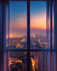 Translucent curtains with a gradient from rich blu_004