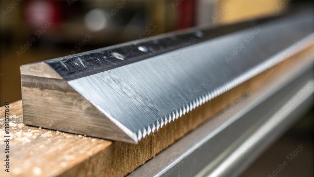 Aufkleber a closeup focusing on the edge of a steel blade revealing the sharpness and precision of its with a 