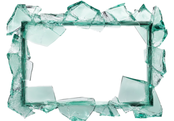 Broken glass frame isolated on white and transparent background
