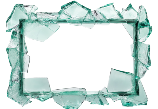 Broken glass frame isolated on white and transparent background