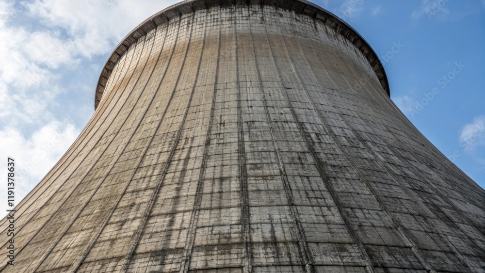 Poster a closeup of a cooling towers textured concrete surface revealing intricate patterns and weathering 