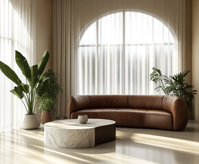 Modern luxury living room with a minimalist design. 