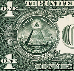 1 dollar US banknote for design purposes. Money of the United States of America.