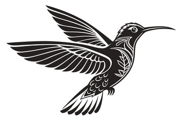 A black Hummingbird  vector silhouette design isolated on a white background