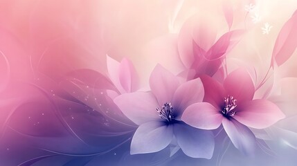 Delicate Pink and Purple Flowers Abstract Art